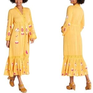 Frock & Frill x ModCloth Sunshine of Your Love Midi Dress Size 8 yellow bohemian